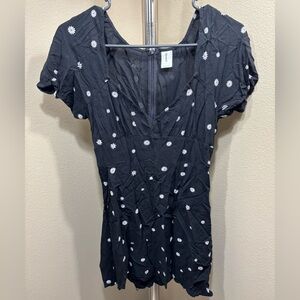 Abound Black Dress with Subtle Floral Design